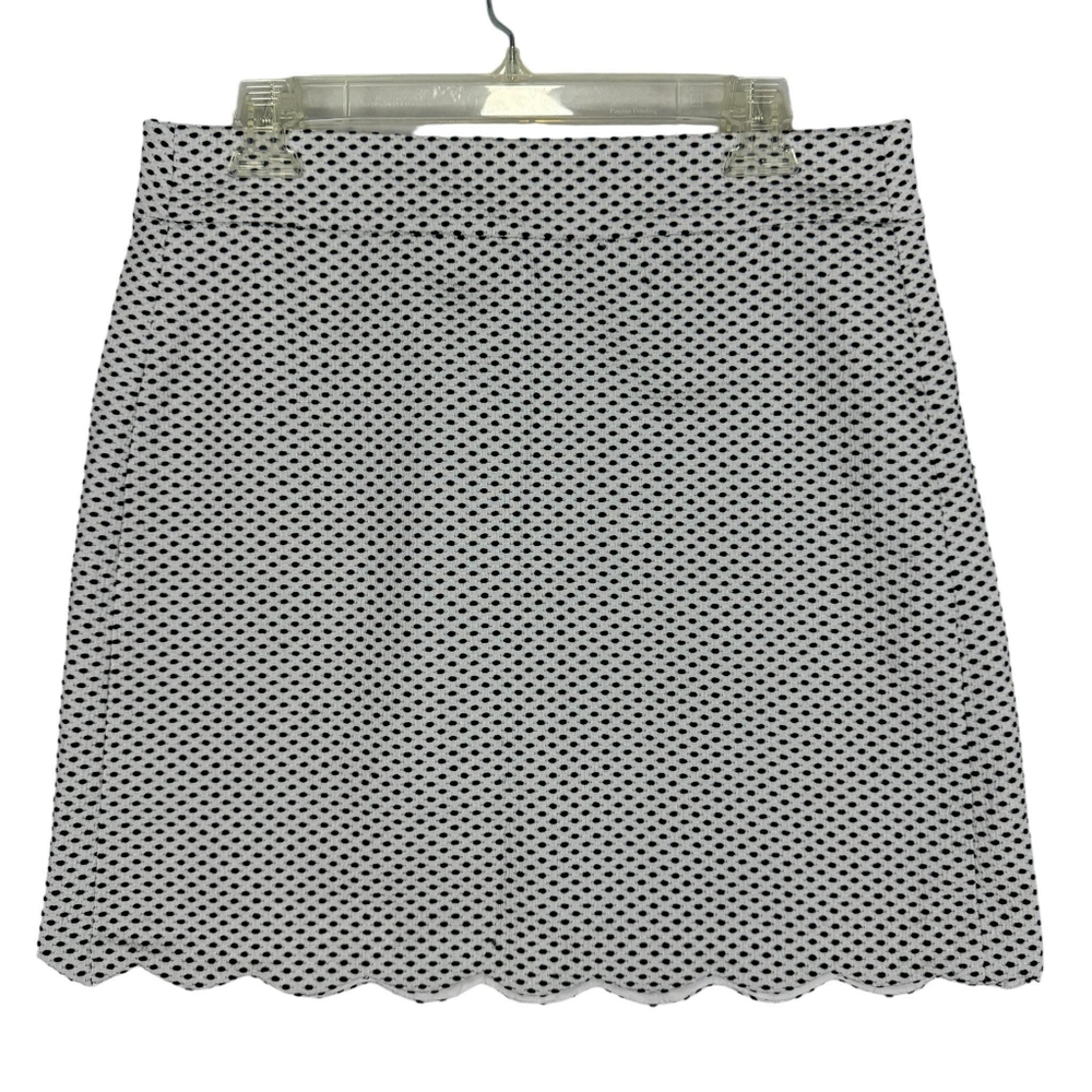 LOFT Womens Black & White Polka Dot Scalloped Hem Skirt Career Size 6